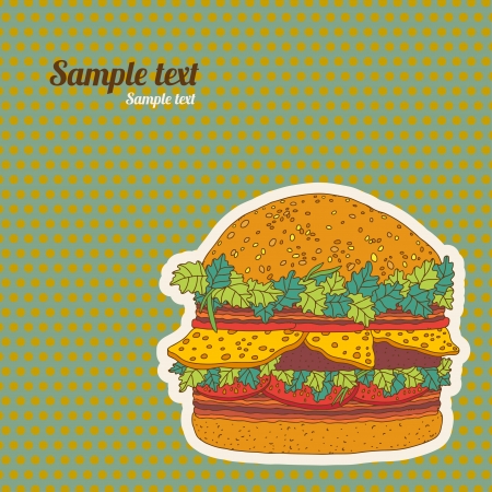 Background with big hamburger and space for text - vector のイラスト素材