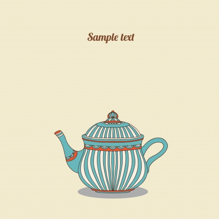 Vintage card with teapot - vectorのイラスト素材