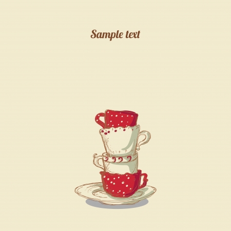 Vintage card with cups - vectorのイラスト素材