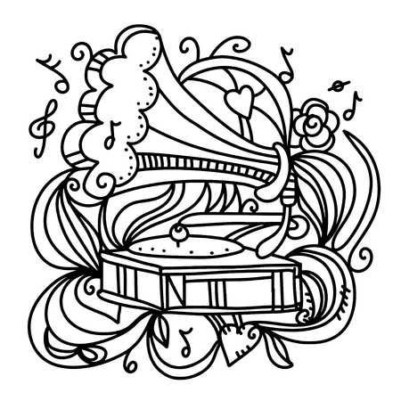 Music background with the gramophoneのイラスト素材