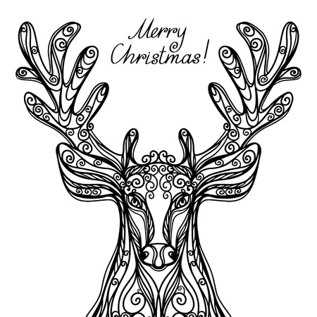 Merry Christmas card with deer - vectorのイラスト素材