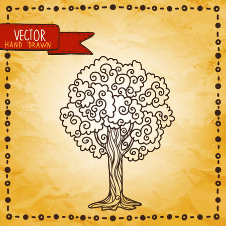 Vintage background with sketch tree - vectorのイラスト素材