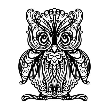 Owl isolated in black and white - vectorのイラスト素材
