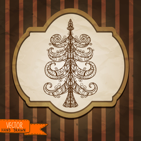 Vintage background with Christmas tree - vectorのイラスト素材
