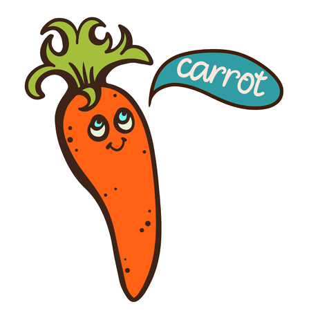 Sketch carrot cartoon isolated and the text - vectorのイラスト素材