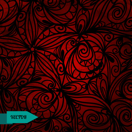 Ethnic bright background with floral pattern Red and black Flowers Grunge texture Gradient Vibrant color - vectorのイラスト素材