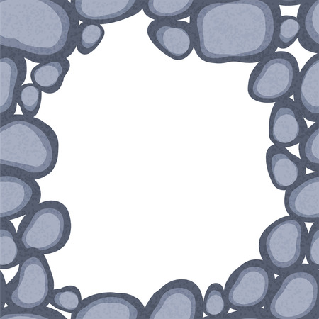 Frame with stones  Grunge texture  White background  Hand drawing illustration  Space for text - vectorのイラスト素材