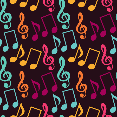 Seamless Pattern with Music Notes, Treble Clefのイラスト素材