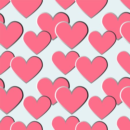 Holiday Valentine's day seamless pattern with pink hearts on a white background - vectorのイラスト素材