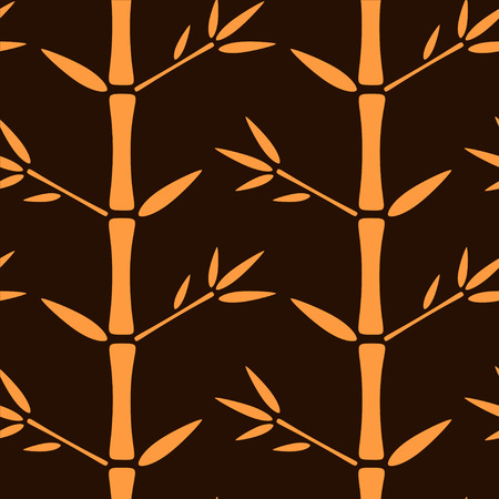 Seamless pattern with silhouettes bamboo trees and leaves. Endless print texture. Forest. Retro. Vintage style - vectorのイラスト素材
