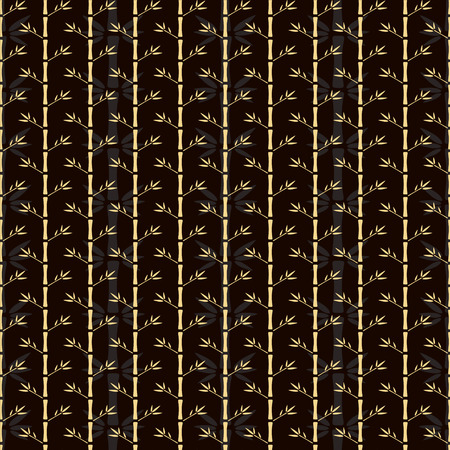 Seamless pattern with silhouettes bamboo trees and leaves. Endless print texture. Forest. Nature. Retro. Vintage style - vectorのイラスト素材