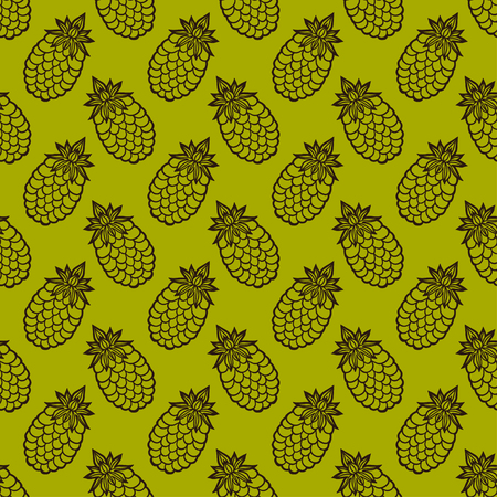 Seamless pattern with pineapples. Abstract floral repeating background. Endless print texture. Fabric design. Wallpaper - vectorのイラスト素材