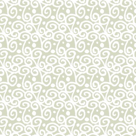 Abstract art seamless pattern with waves and circles. Floral repeating background texture. Fabric design. Wallpaper - vectorのイラスト素材