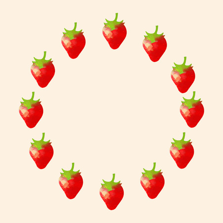 Frame with watercolor silhouettes strawberry isolated on a pink background - vectorのイラスト素材