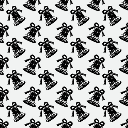 Holidays winter seamless pattern with Christmas bells. Abstract print ornament. Repeating background texture. Fabric design. Wallpaper - vector illustration.のイラスト素材