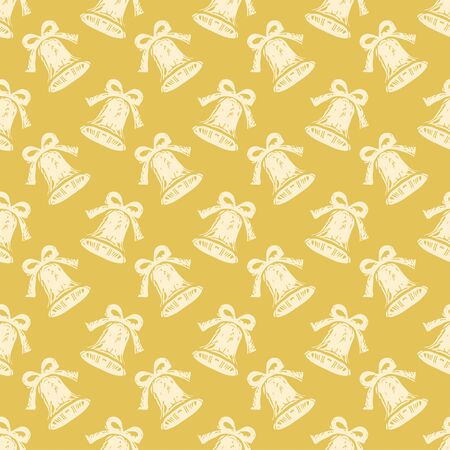 Holidays winter seamless pattern with Christmas bells. Abstract print ornament.のイラスト素材