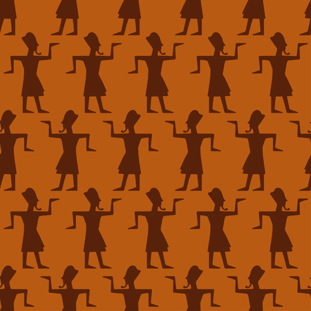 Tribal art Egyptian ethnic seamless pattern. Folk abstract geometric repeating background texture.のイラスト素材