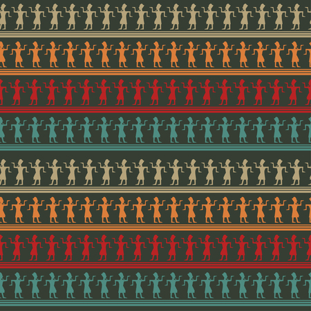 Tribal art Egyptian ethnic seamless pattern. Folk abstract geometric repeating background texture.のイラスト素材
