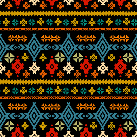 Tribal art ethnic seamless pattern. Folk abstract geometric repeating background texture. Fabric design. Wallpaperのイラスト素材