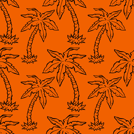 Tropical coconut palm trees seamless pattern. Abstract floral repeating background. Endless print texture. Fabric design. Wallpaper のイラスト素材