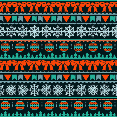 Holidays vintage Christmas seamless boarders. Abstract silhouette new year ornament. Repeating pattern background. Winter texture. Fabric design. Wallpaperのイラスト素材