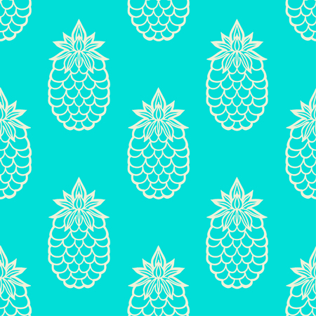 Pineapples seamless pattern. Abstract floral repeating background. Endless print texture, fabric design wallpaper.のイラスト素材