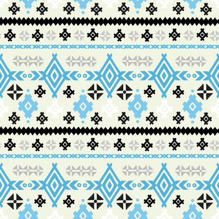 Tribal art ethnic seamless pattern. Folk abstract geometric repeating background texture. Fabric design. Wallpaper illustration.のイラスト素材