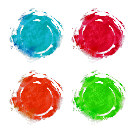 Set watercolor rainbow circle paint stains isolated on a white background. Art abstract. Frames. Space for textのイラスト素材