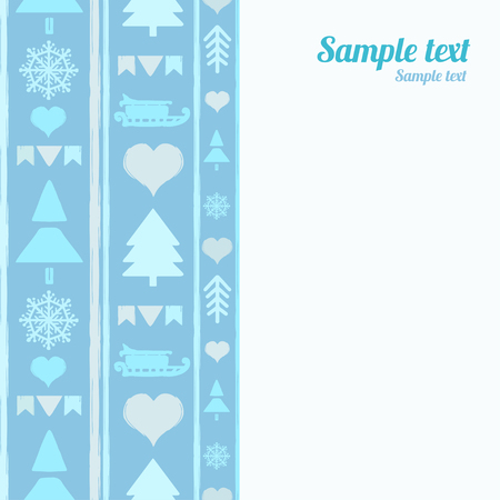 Holidays vintage Christmas seamless boarders background. New Year invitation card with abstract silhouette ornament. Winter repeating pattern, space for text.のイラスト素材