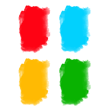 Set watercolor colorful rainbow blocks, paint stains isolated on a white background. Art abstract. Frames, brush strokesのイラスト素材