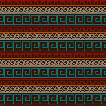 Tribal art Greece vintage ethnic seamless pattern. Meander. Greek borders. Folk abstract repeating background texture. Cloth design. Wallpaperのイラスト素材