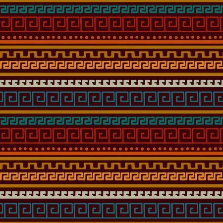 Tribal art Greece vintage ethnic seamless pattern. Meander. Greek borders. Folk abstract repeating background texture. Cloth design. Wallpaperのイラスト素材