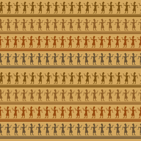 Tribal art Egyptian vintage ethnic seamless pattern. Folk abstract geometric repeating background texture.のイラスト素材