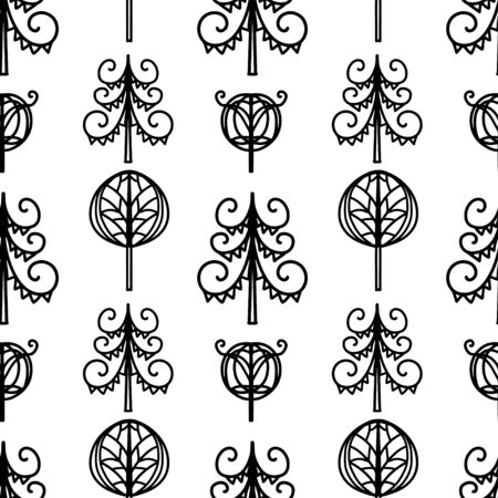 Holidays seamless pattern with Christmas trees. Abstract winter ornament. Repeated background. Nature print texture. Cloth design. Wallpaperのイラスト素材