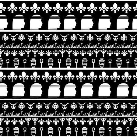 Tribal art Egyptian vintage ethnic seamless pattern. Egypt borders. Folk abstract repeating background texture. Cloth design. Wallpaperのイラスト素材