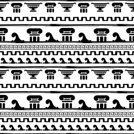 Tribal art Greece vintage ethnic seamless pattern. Greek borders. Folk abstract repeating background texture. Cloth design. Wallpaperのイラスト素材