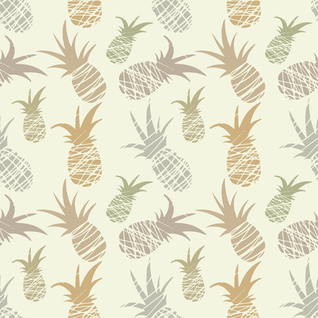 Exotic seamless pattern with silhouettes tropical fruit pineapples. Food repeating background. Abstract print texture. Cloth design. Wallpaperのイラスト素材