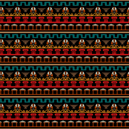 Tribal art Greece vintage ethnic seamless pattern. Greek borders. Folk abstract repeating background texture. Cloth design. Wallpaperのイラスト素材