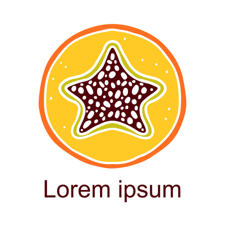 Papaya fruit slice closeup color hand drawn icon isolated on a white backgroundのイラスト素材