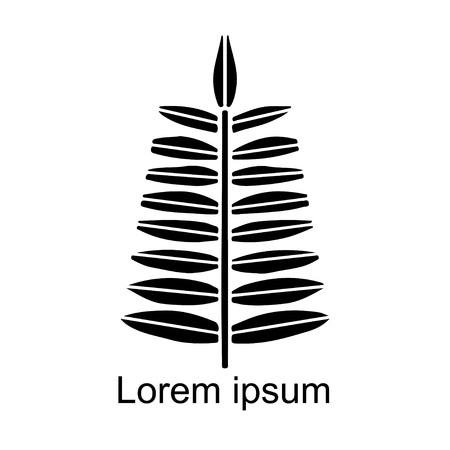Palm leaf black silhouette icon isolated on white background, art logo designのイラスト素材
