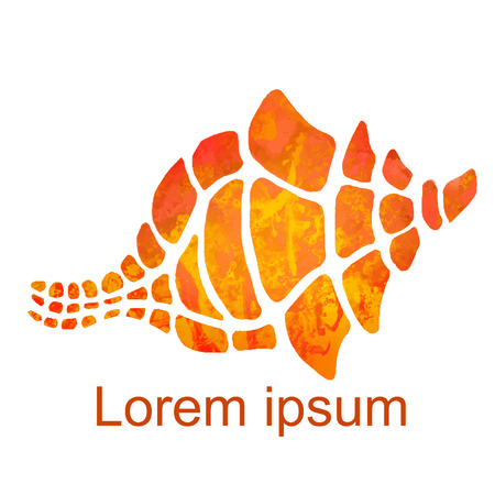 Watercolor sea shell closeup isolated on white background, icon, art logo designのイラスト素材