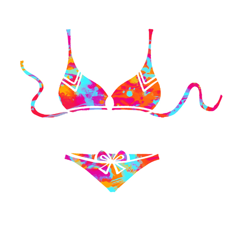 Watercolor bikini isolated on white backgroundのイラスト素材
