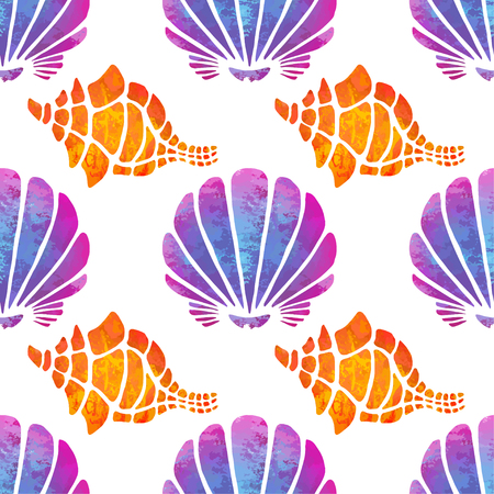 Sea shells on white backgroundのイラスト素材