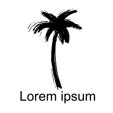 Coconut palm tree natural icon isolated on a white background, art logo designのイラスト素材