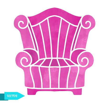 Watercolor vector modern armchair closeup isolated on a white backgroundのイラスト素材