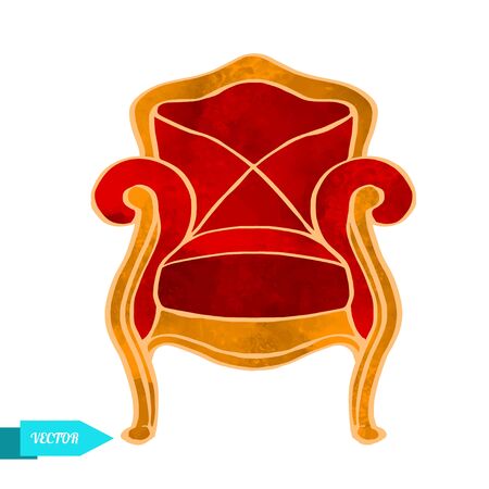 Watercolor vector vintage armchair closeup isolated on a white backgroundのイラスト素材