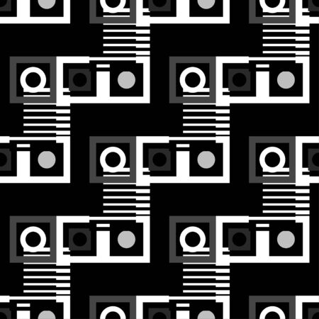 Abstract geometric seamless pattern in black and white. Modern monochrome background textureのイラスト素材