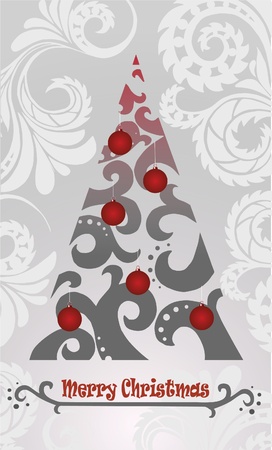 Red Christmas tree with ballsのイラスト素材