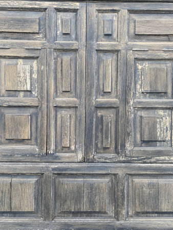 Wooden door, black color, national style of the Canary Islands, textureの写真素材