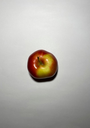 One red sweet delicious apple lies on a white background